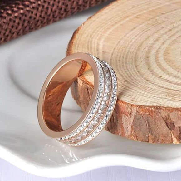 💎269💎  14k Yellow Gold Diamond Triple Row Eternity Ring Band Kind Luxuri… - Picture 1 of 11